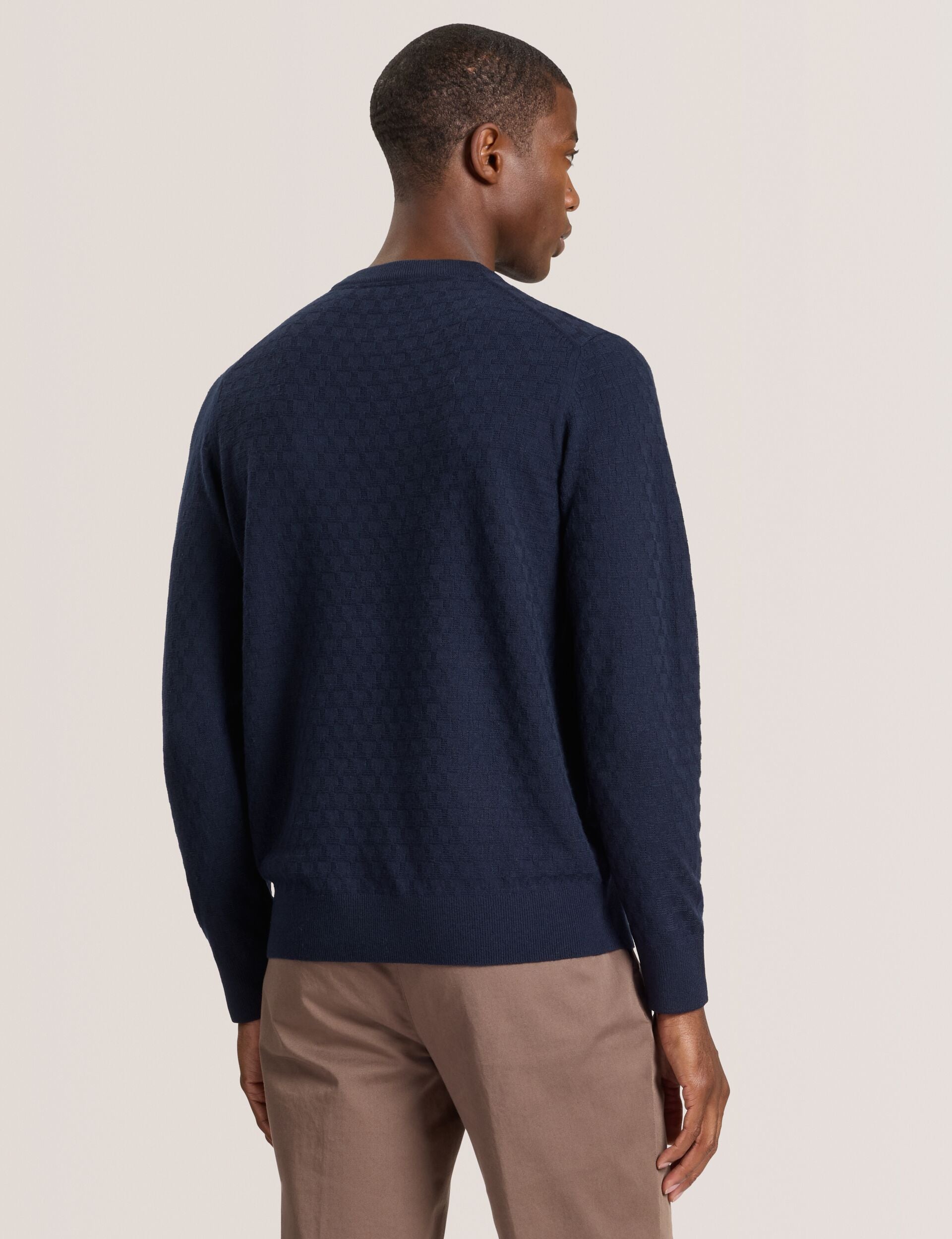 Ted Baker T STITCH LONG SLEEVE CREW NECK SWEATER - Sky Captain NAVY