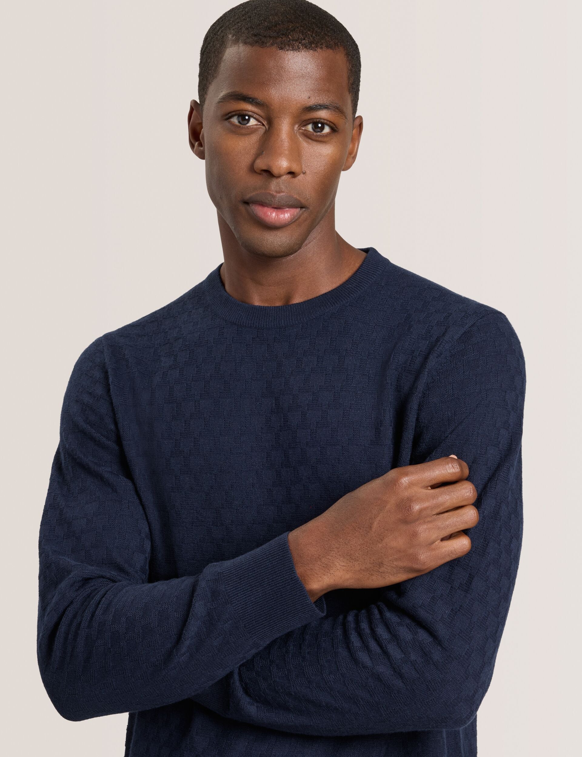 Ted Baker T STITCH LONG SLEEVE CREW NECK SWEATER - Sky Captain NAVY