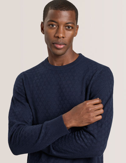 Ted Baker T STITCH LONG SLEEVE CREW NECK SWEATER - Sky Captain NAVY