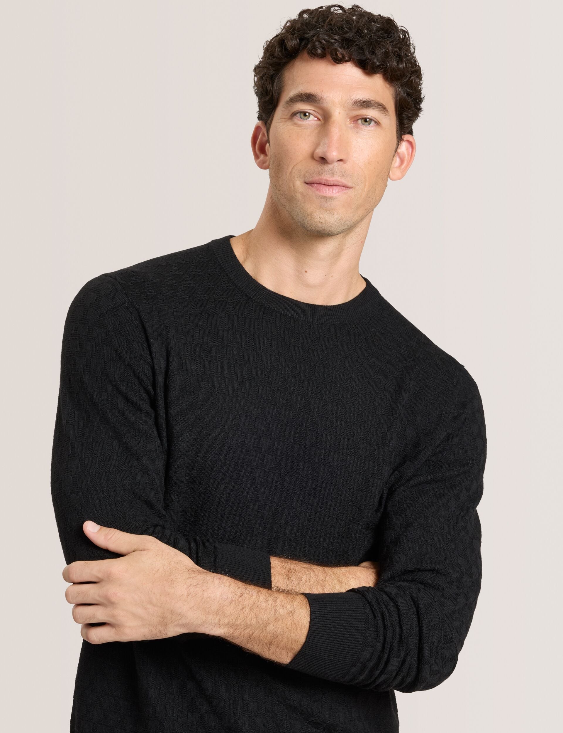 Ted Baker T STITCH LONG SLEEVE CREW NECK SWEATER - Black Beauty BLACK