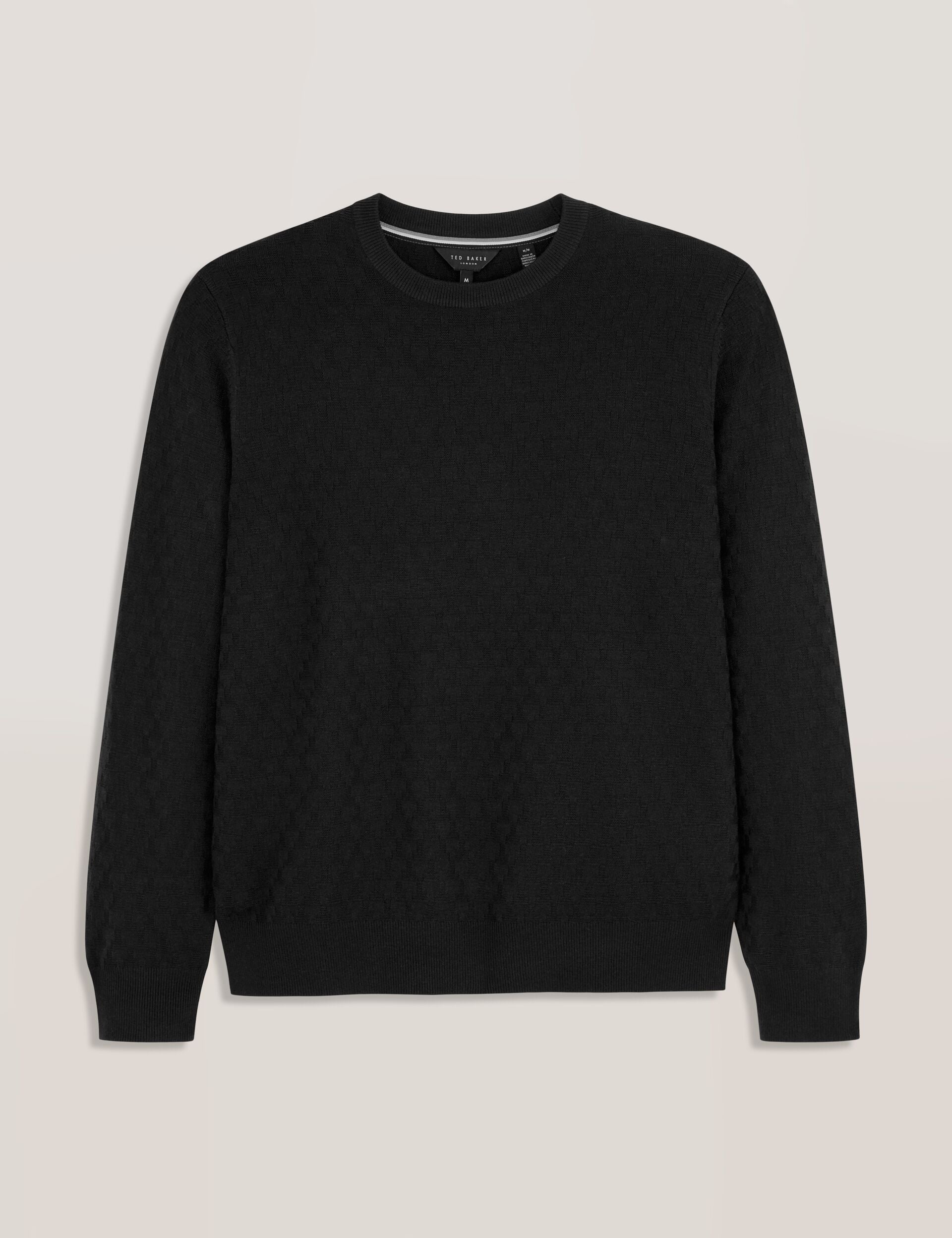 Ted Baker T STITCH LONG SLEEVE CREW NECK SWEATER - Black Beauty BLACK