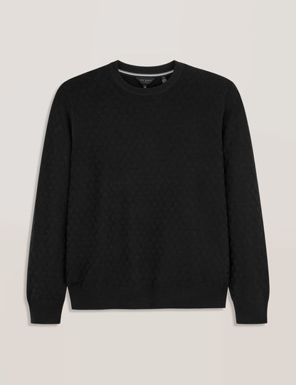 Ted Baker T STITCH LONG SLEEVE CREW NECK SWEATER - Black Beauty BLACK