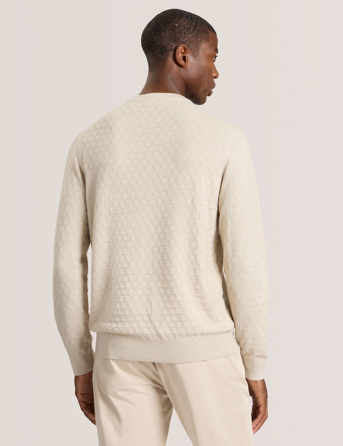 Ted Baker T STITCH LONG SLEEVE CREW NECK SWEATER - Egret Heather WHITE
