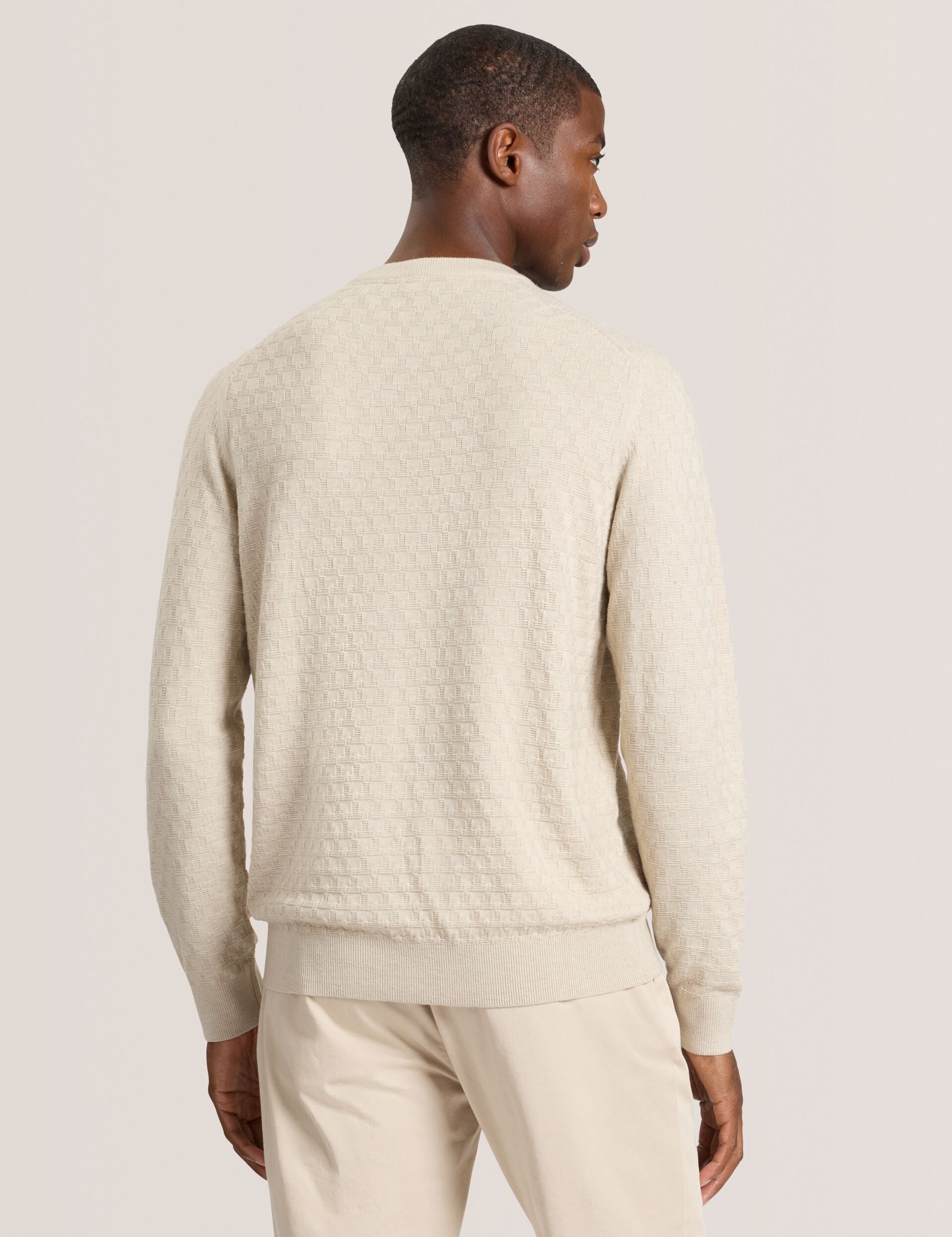 Ted Baker T STITCH LONG SLEEVE CREW NECK SWEATER - Egret Heather WHITE