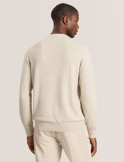 Ted Baker T STITCH LONG SLEEVE CREW NECK SWEATER - Egret Heather WHITE