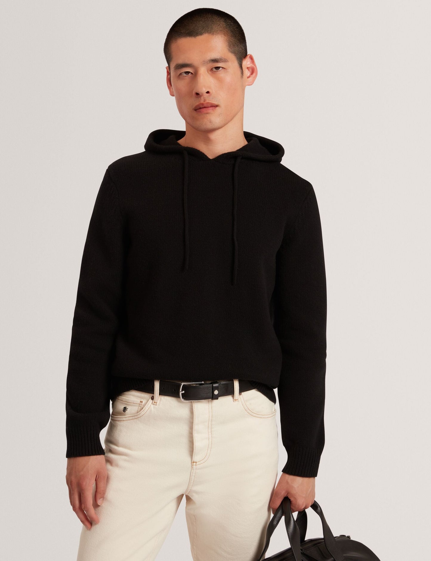 Ted Baker KINS Wool Rich Knit Long Sleeve Hoodie BLACK