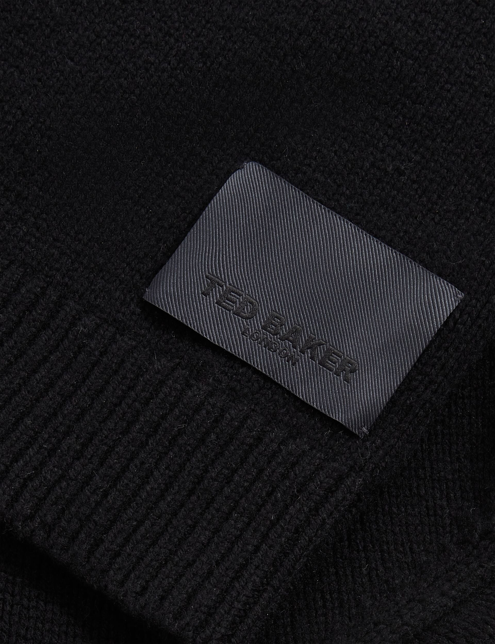 Ted Baker KINS Wool Rich Knit Long Sleeve Hoodie BLACK
