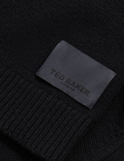 Ted Baker KINS Wool Rich Knit Long Sleeve Hoodie BLACK