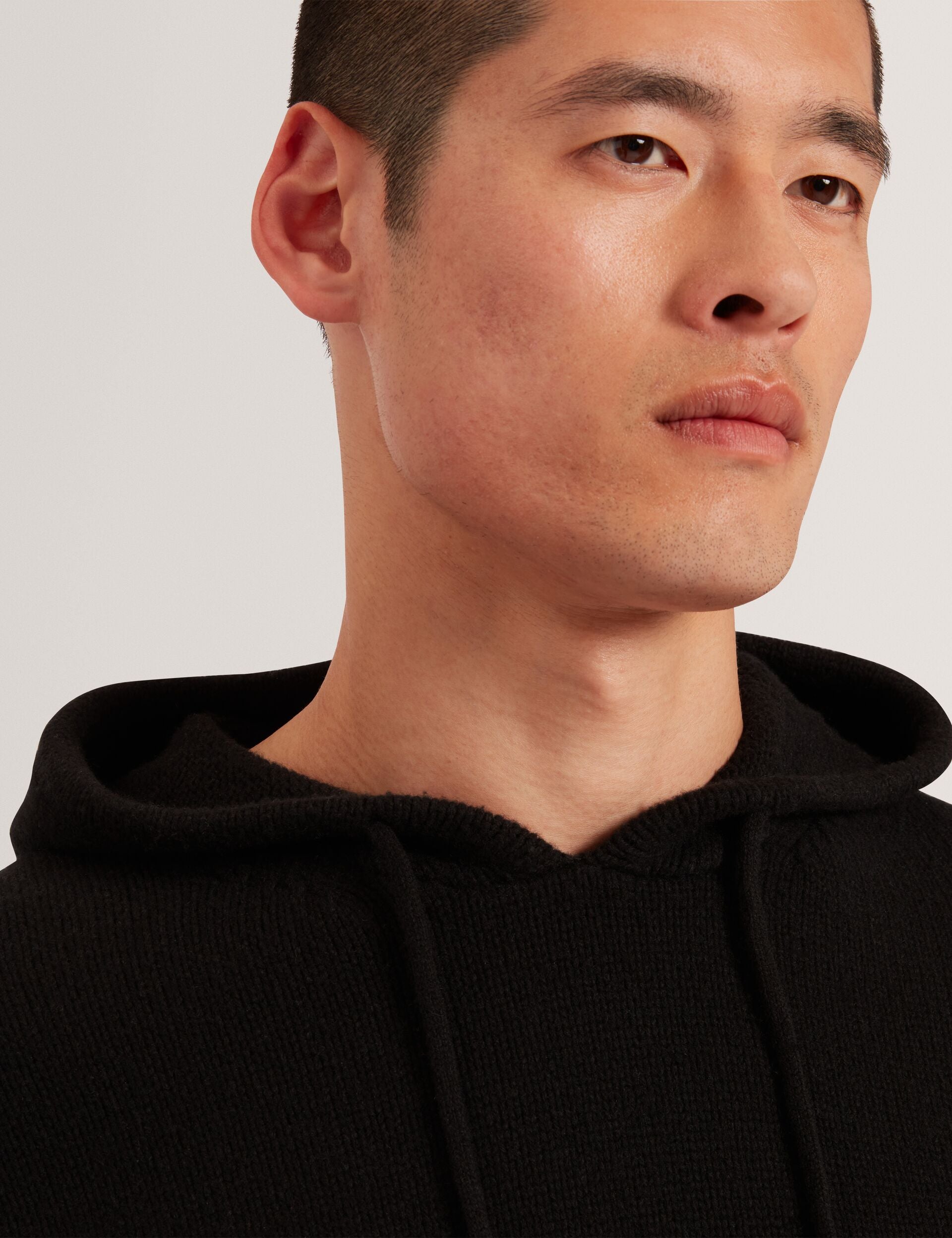 Ted Baker KINS Wool Rich Knit Long Sleeve Hoodie BLACK