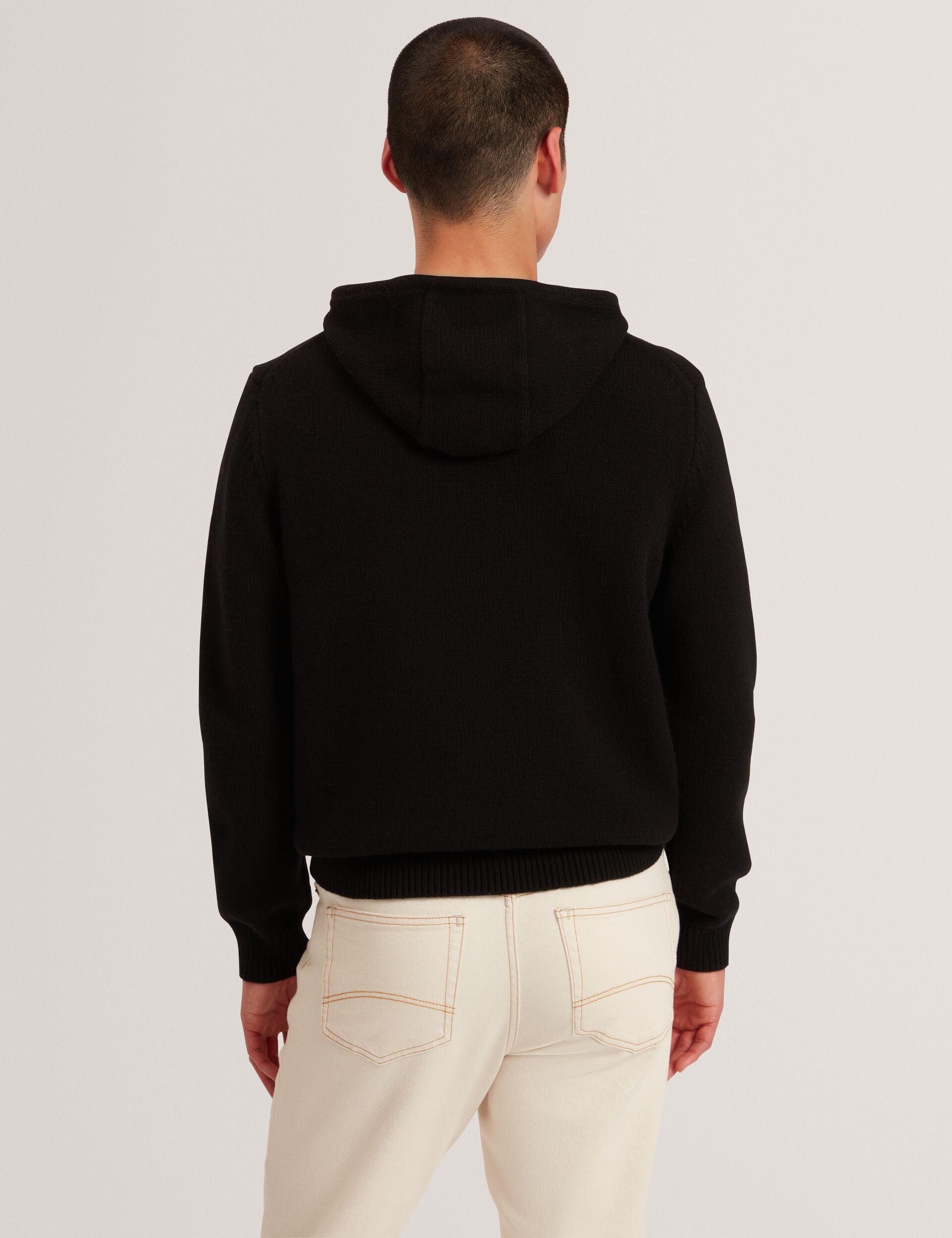 Ted Baker KINS Wool Rich Knit Long Sleeve Hoodie BLACK
