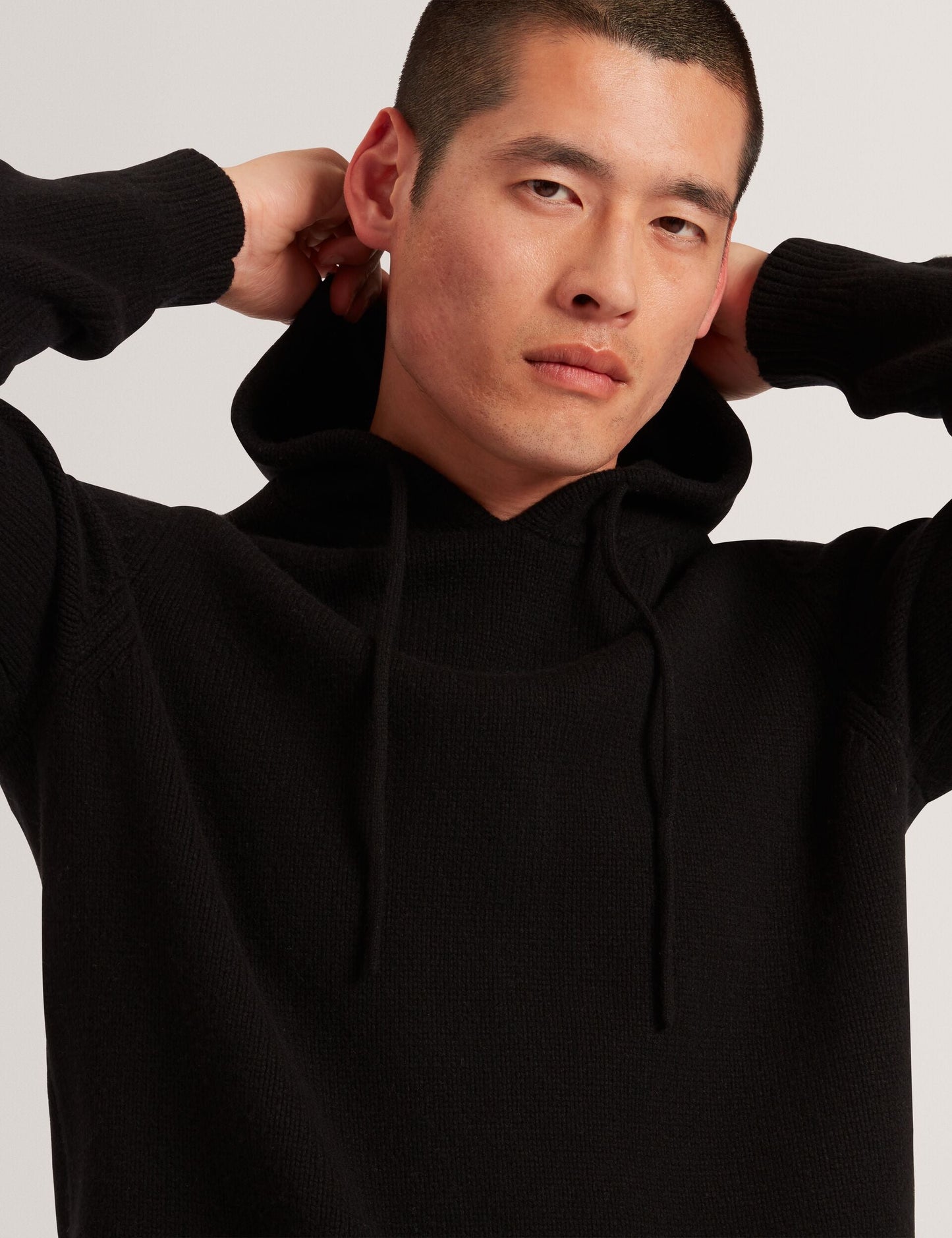 Ted Baker KINS Wool Rich Knit Long Sleeve Hoodie BLACK