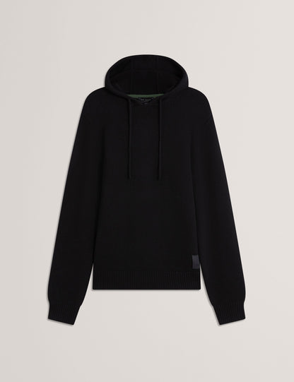 Ted Baker KINS Wool Rich Knit Long Sleeve Hoodie BLACK