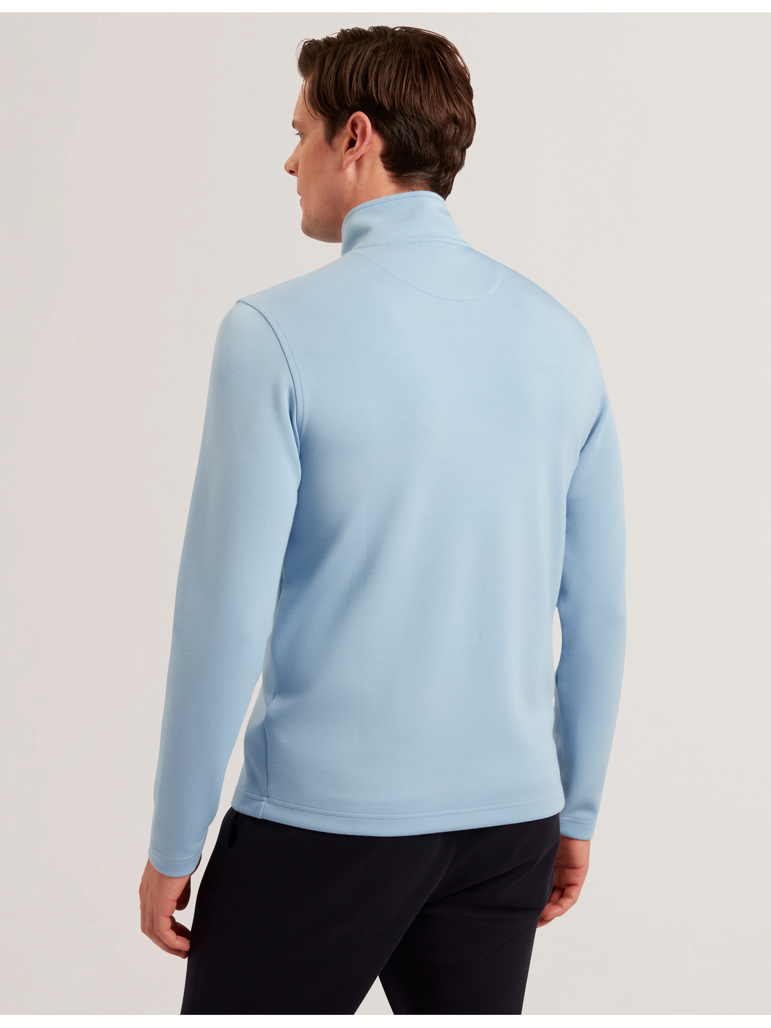 Ted Baker SIMONEA - Textured Panel Half-Zip Modal Sweatshirt BLUE