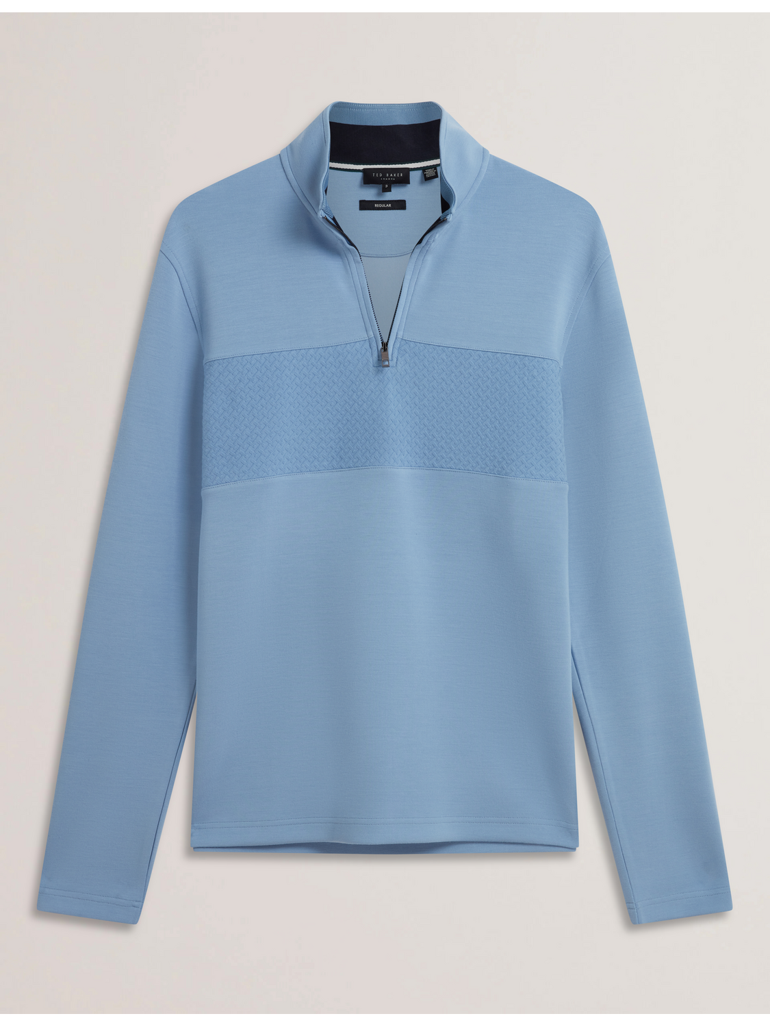 Ted Baker SIMONEA - Textured Panel Half-Zip Modal Sweatshirt BLUE