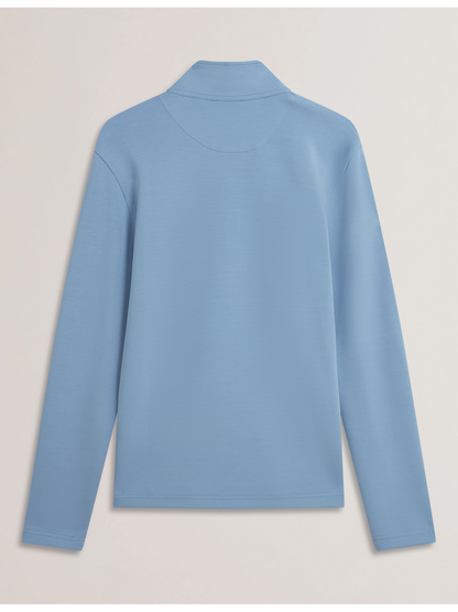 Ted Baker SIMONEA - Textured Panel Half-Zip Modal Sweatshirt BLUE