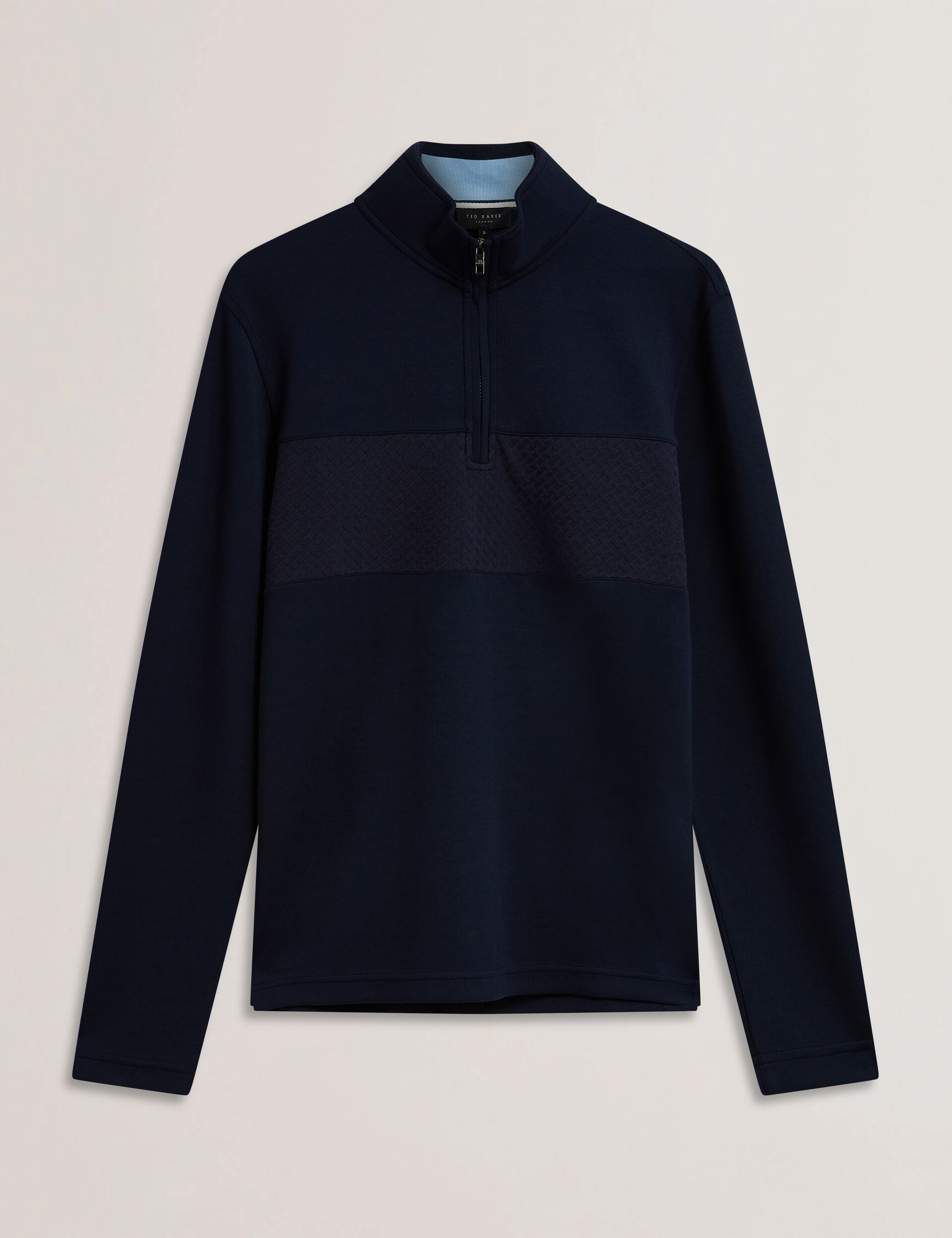 Ted Baker SIMONEAO - Textured Panel Half-Zip Modal Sweatshirt NAVY