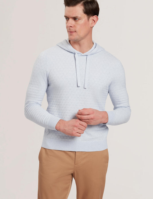 Ted Baker LOULAR - Textured T Knit Wool Blend Hoodie BABY BLUE
