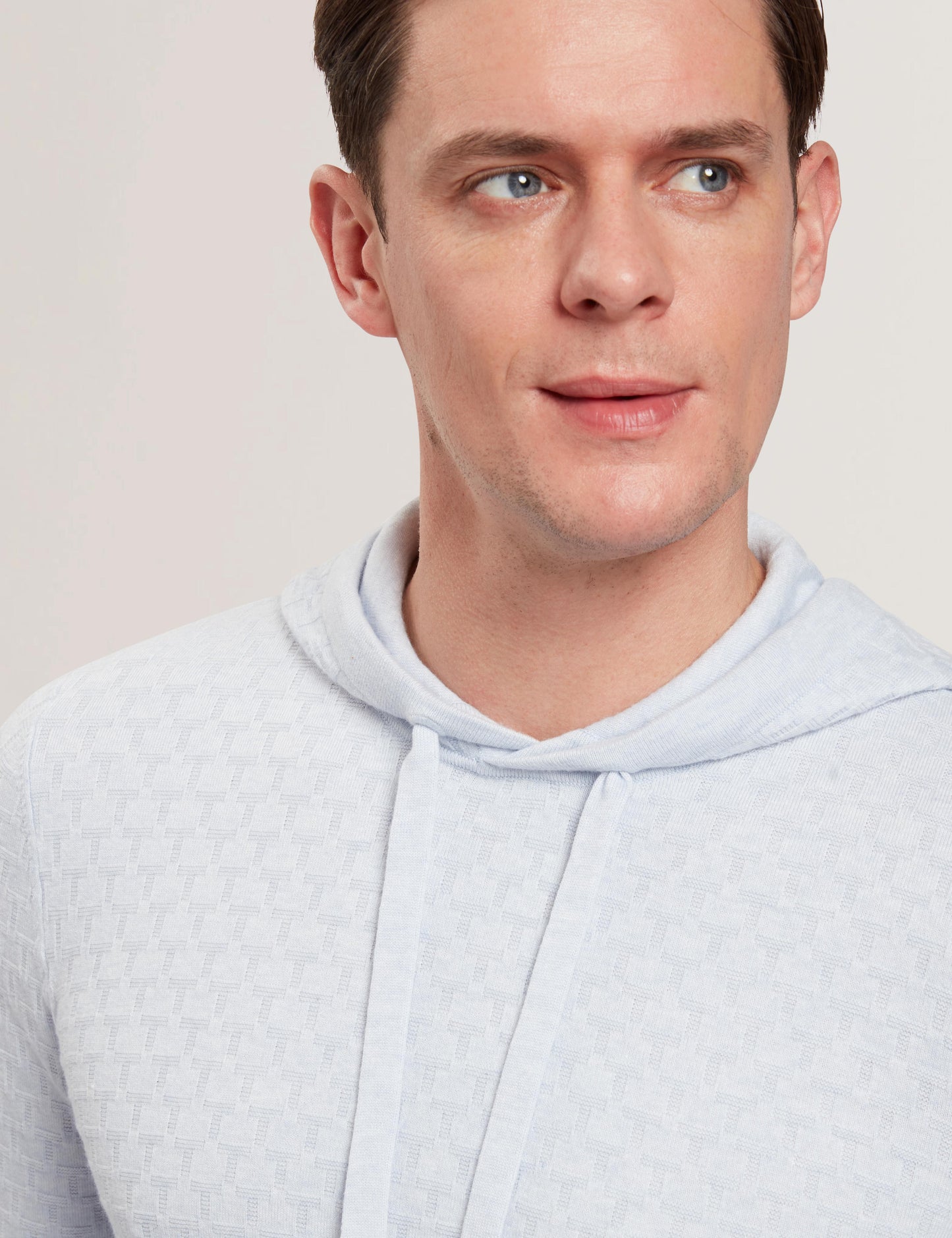 Ted Baker LOULAR - Textured T Knit Wool Blend Hoodie BABY BLUE
