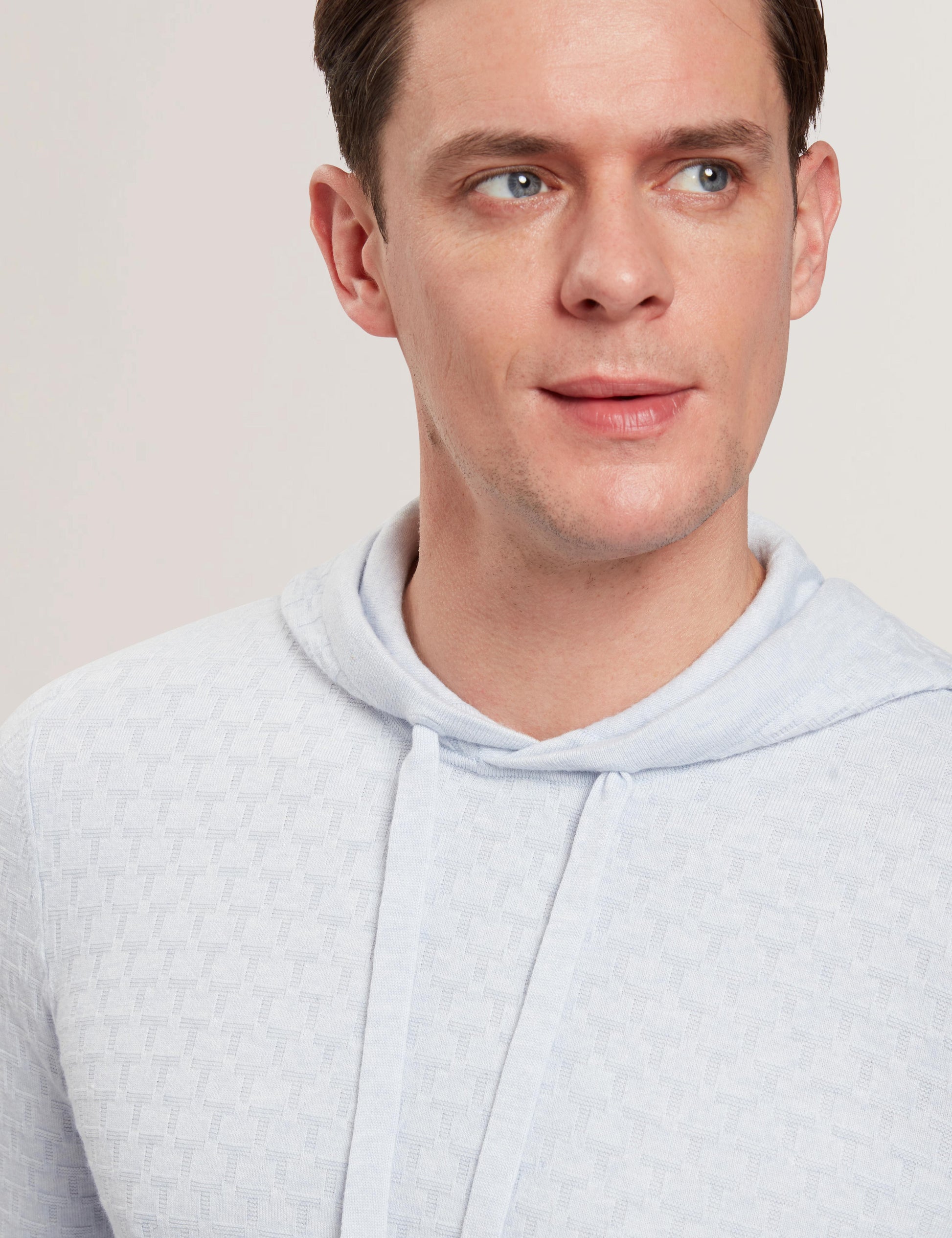 Ted Baker LOULAR - Textured T Knit Wool Blend Hoodie BABY BLUE