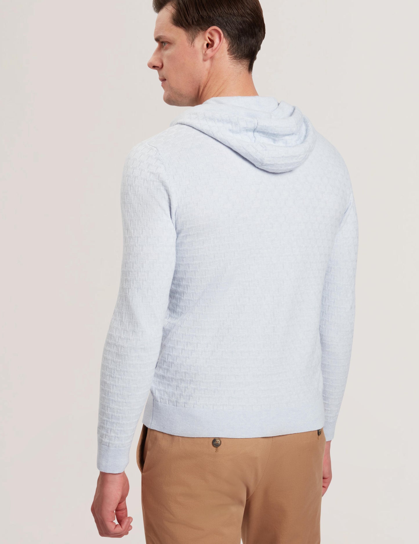 Ted Baker LOULAR - Textured T Knit Wool Blend Hoodie BABY BLUE