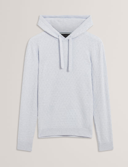 Ted Baker LOULAR - Textured T Knit Wool Blend Hoodie BABY BLUE