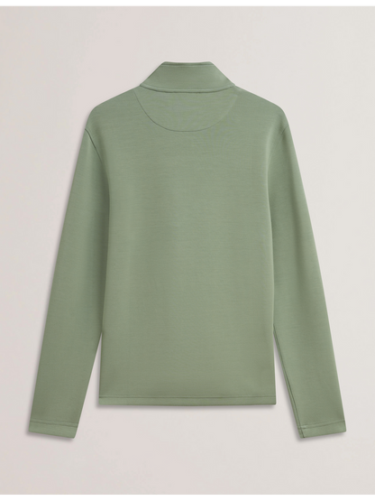 Ted Baker SIMONEA - Textured Panel Half-Zip Modal Sweatshirt GREEN