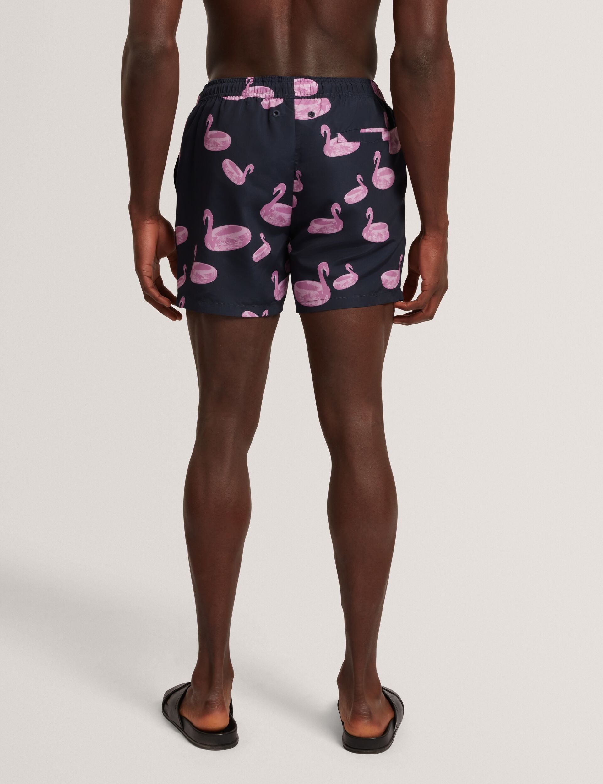 Ted Baker POMONNA Flamingo Print Drawstring Swim Shorts NAVY