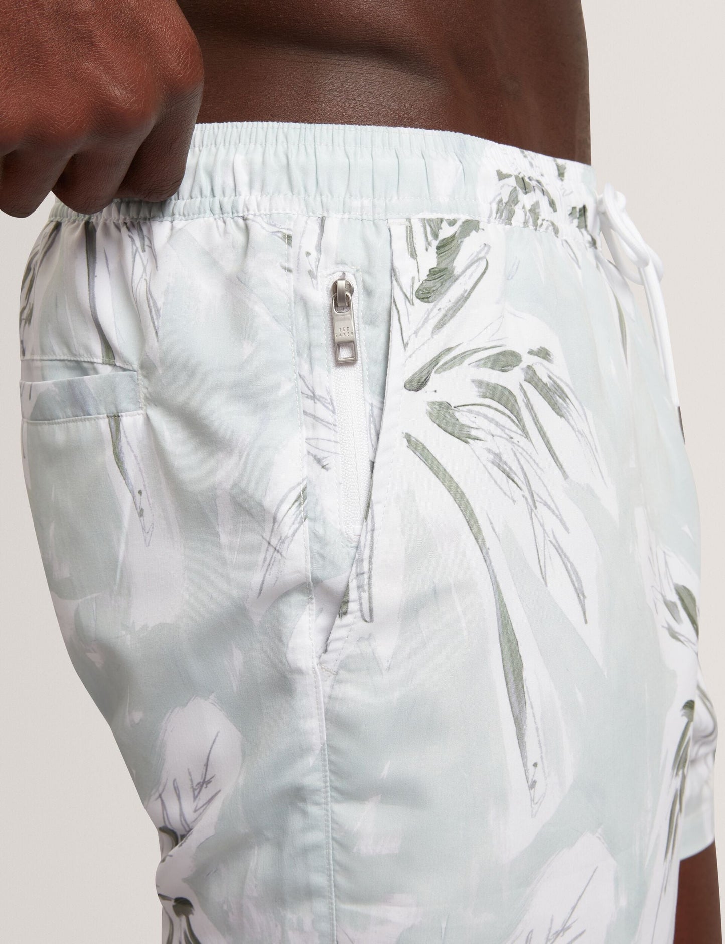 Ted Baker VERDES Palm Print Mid-Length Swim Shorts LIGHT GREEN