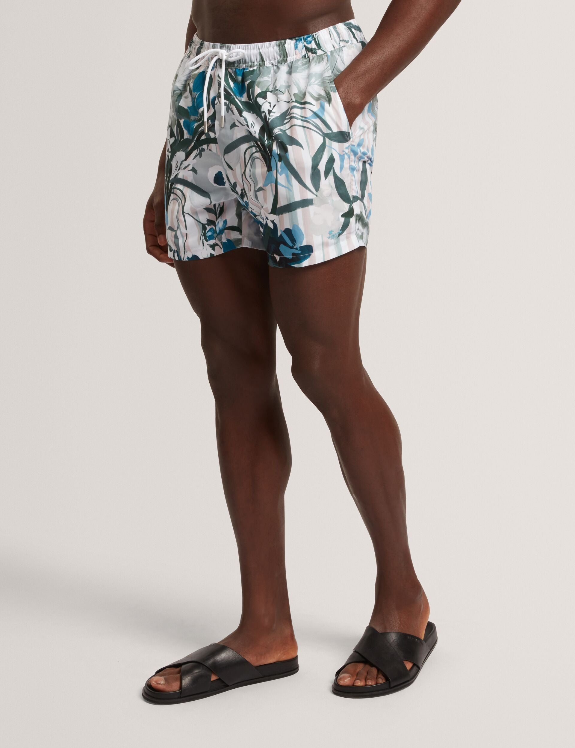 Ted Baker PALMDLE Floral Stripe Elasticated Swim Shorts PINK