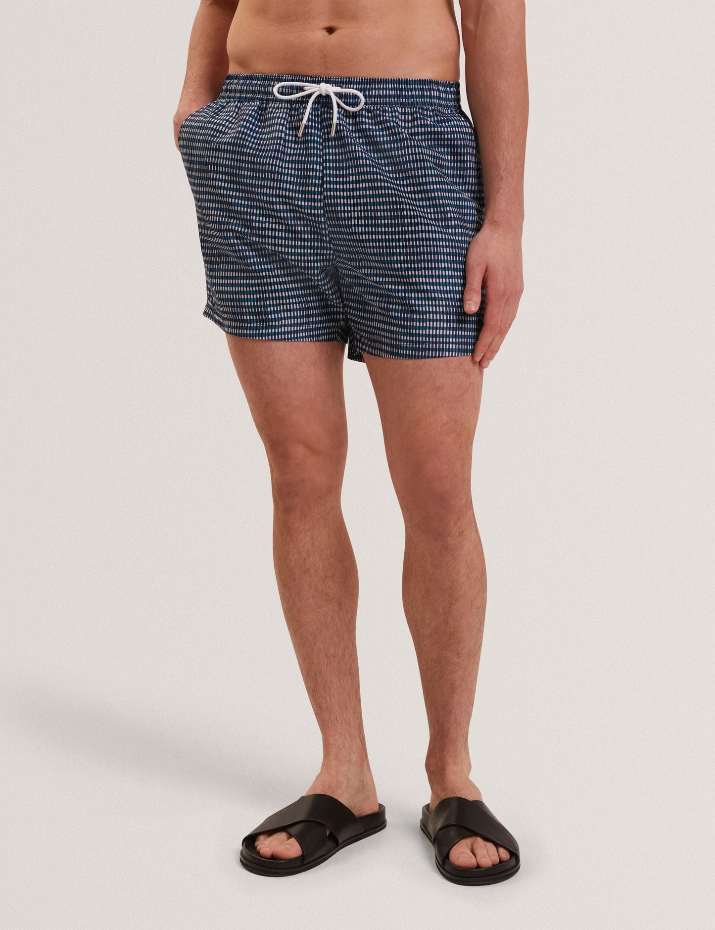 Ted Baker COMPTEN Blurred Check Mid-Length Swim Shorts MID NAVY