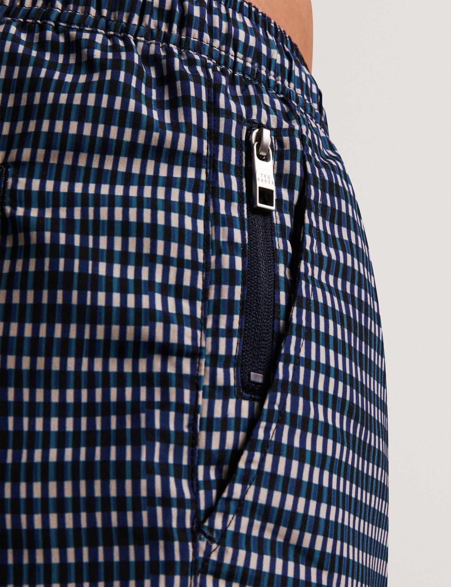Ted Baker COMPTEN Blurred Check Mid-Length Swim Shorts MID NAVY