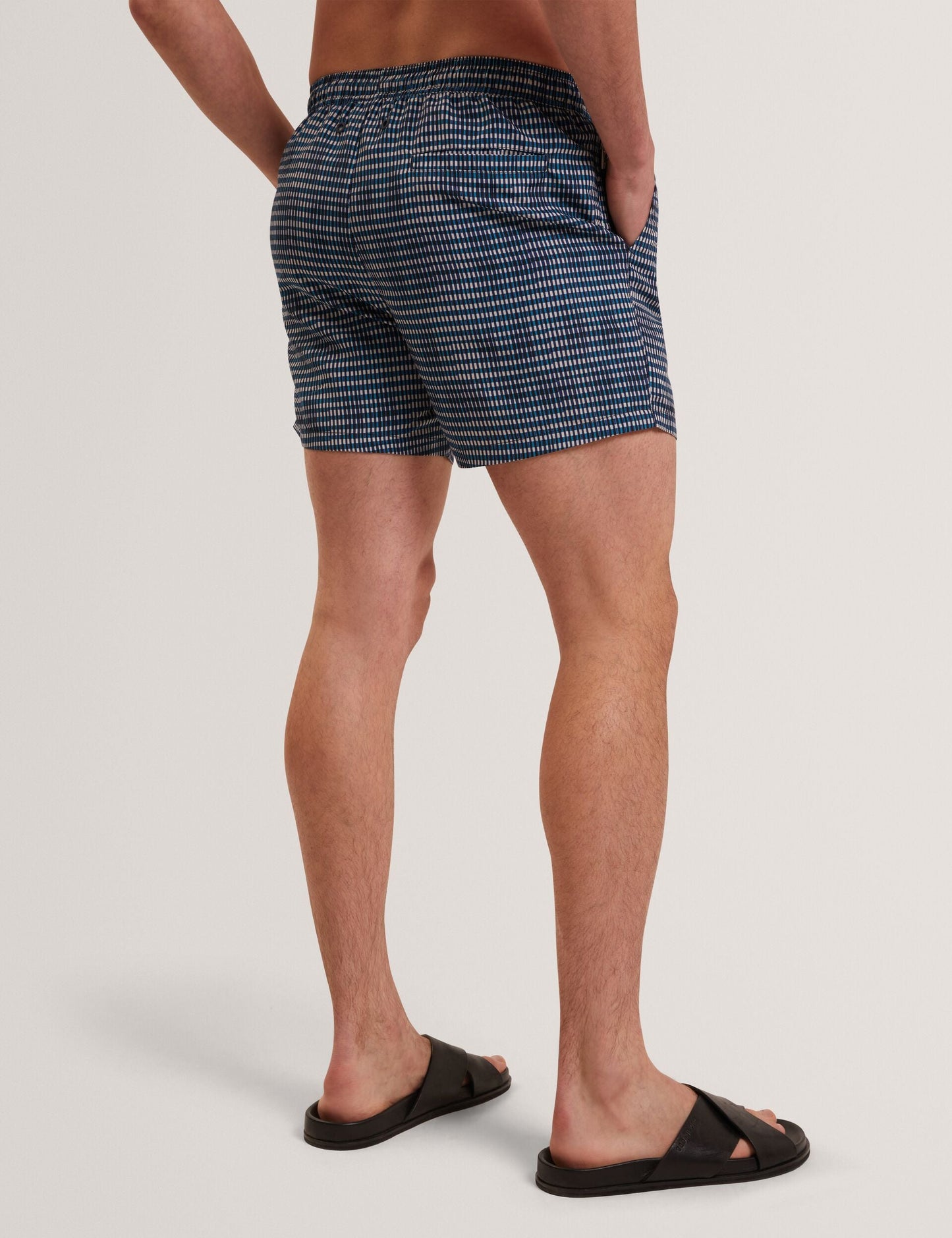 Ted Baker COMPTEN Blurred Check Mid-Length Swim Shorts MID NAVY