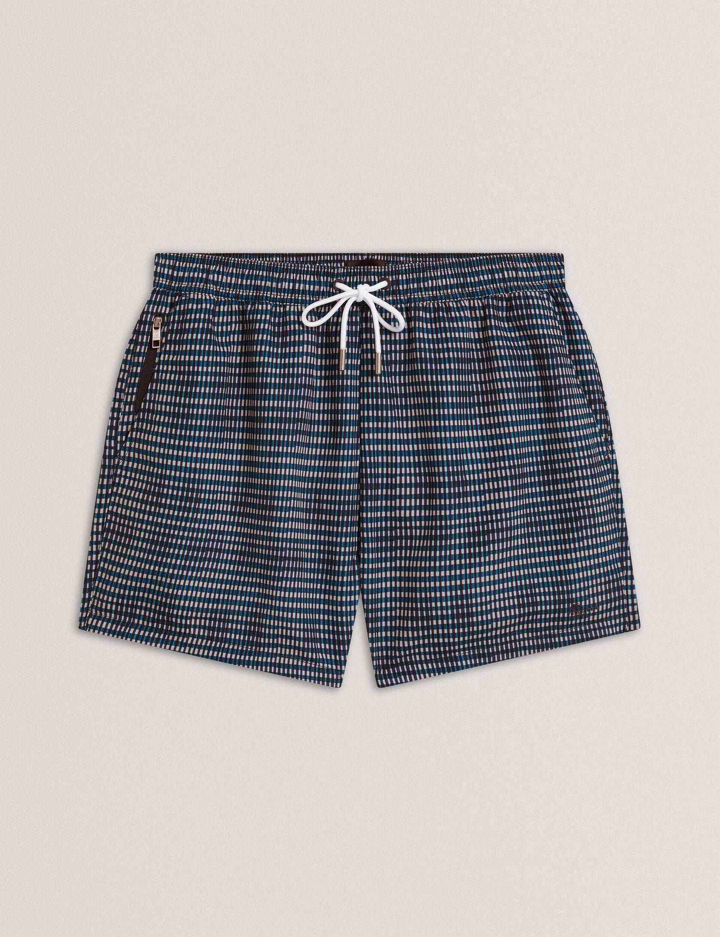 Ted Baker COMPTEN Blurred Check Mid-Length Swim Shorts MID NAVY