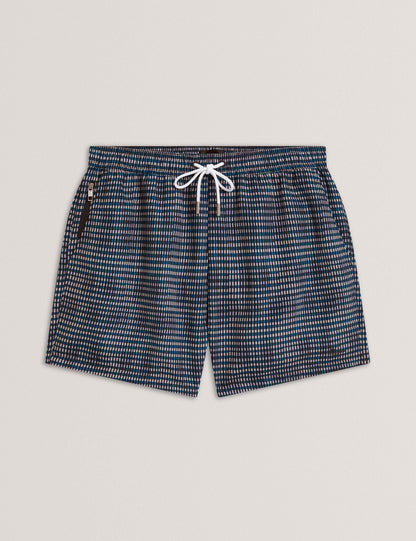 Ted Baker COMPTEN Blurred Check Mid-Length Swim Shorts MID NAVY