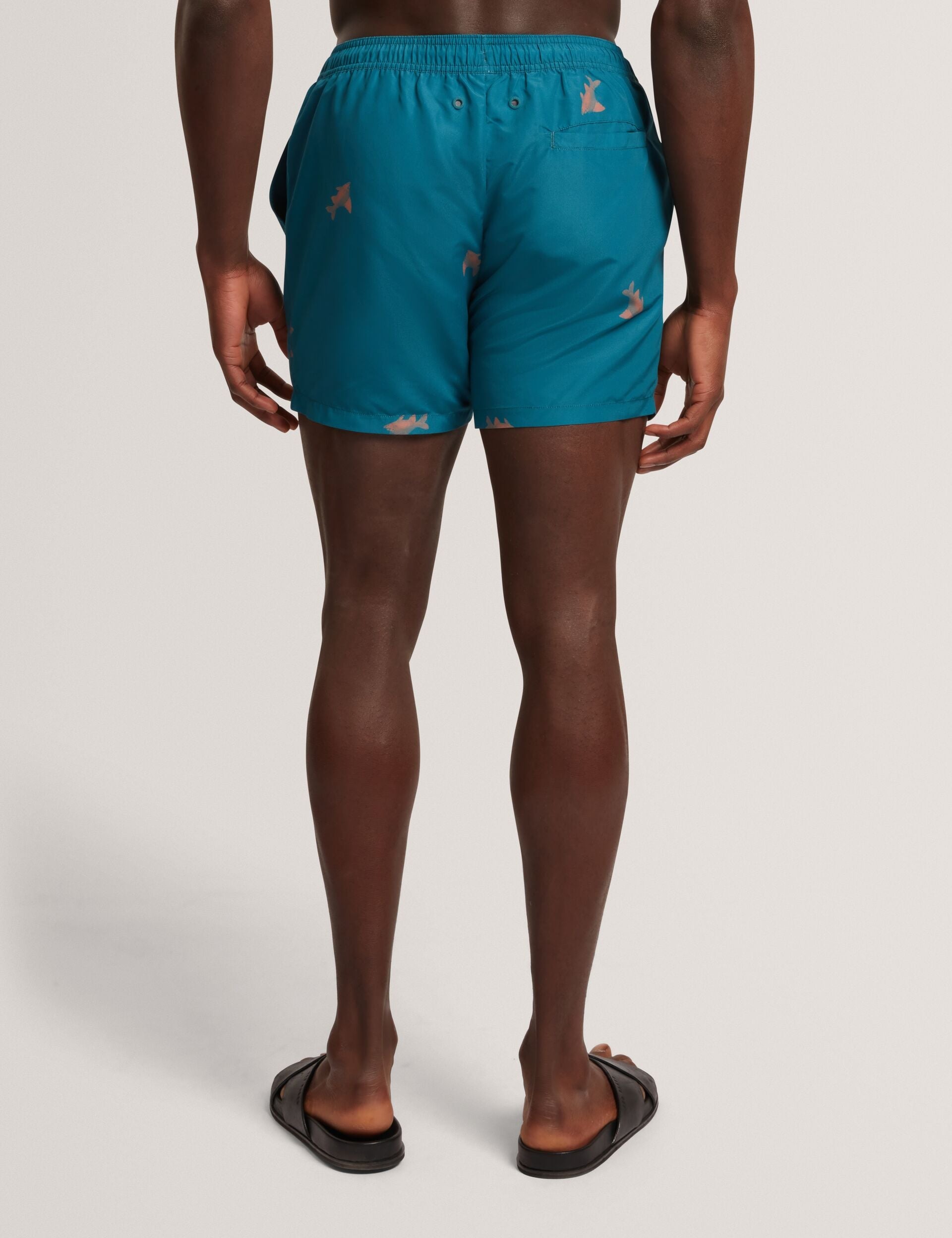 Ted Baker BRENTWD Goldfish Print Drawstring Swim Shorts TEAL BLUE