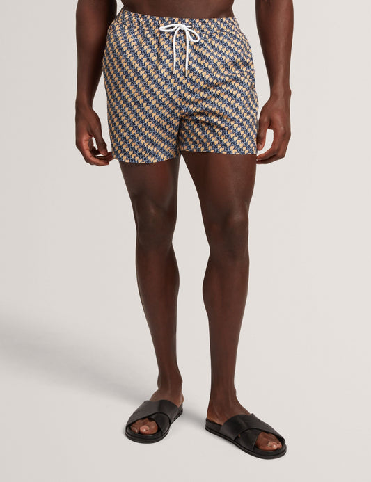 Ted Baker GLENDLE Goldfish Geometric Print Swim Shorts BURNT ORANGE