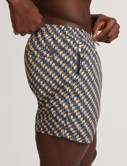 Ted Baker GLENDLE Goldfish Geometric Print Swim Shorts BURNT ORANGE
