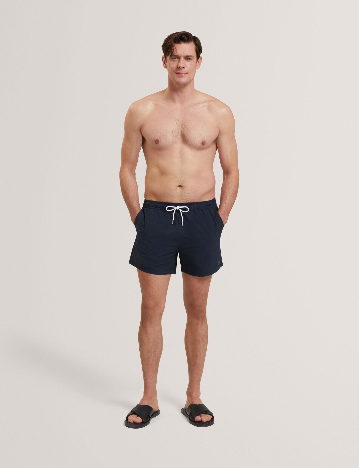 Ted Baker HEFFNER Seersucker Mid-Length Swim Shorts NAVY