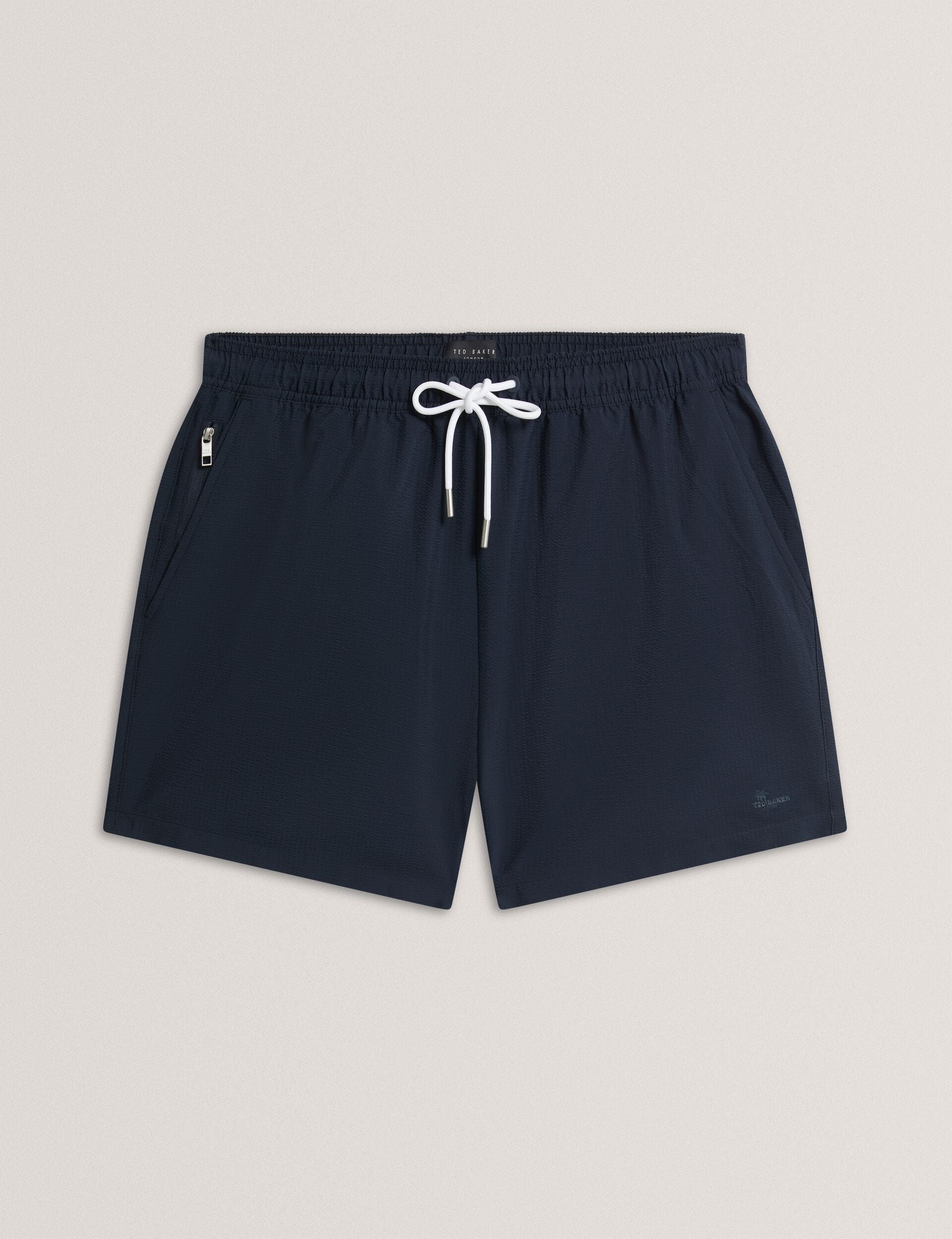 Ted Baker HEFFNER Seersucker Mid-Length Swim Shorts NAVY