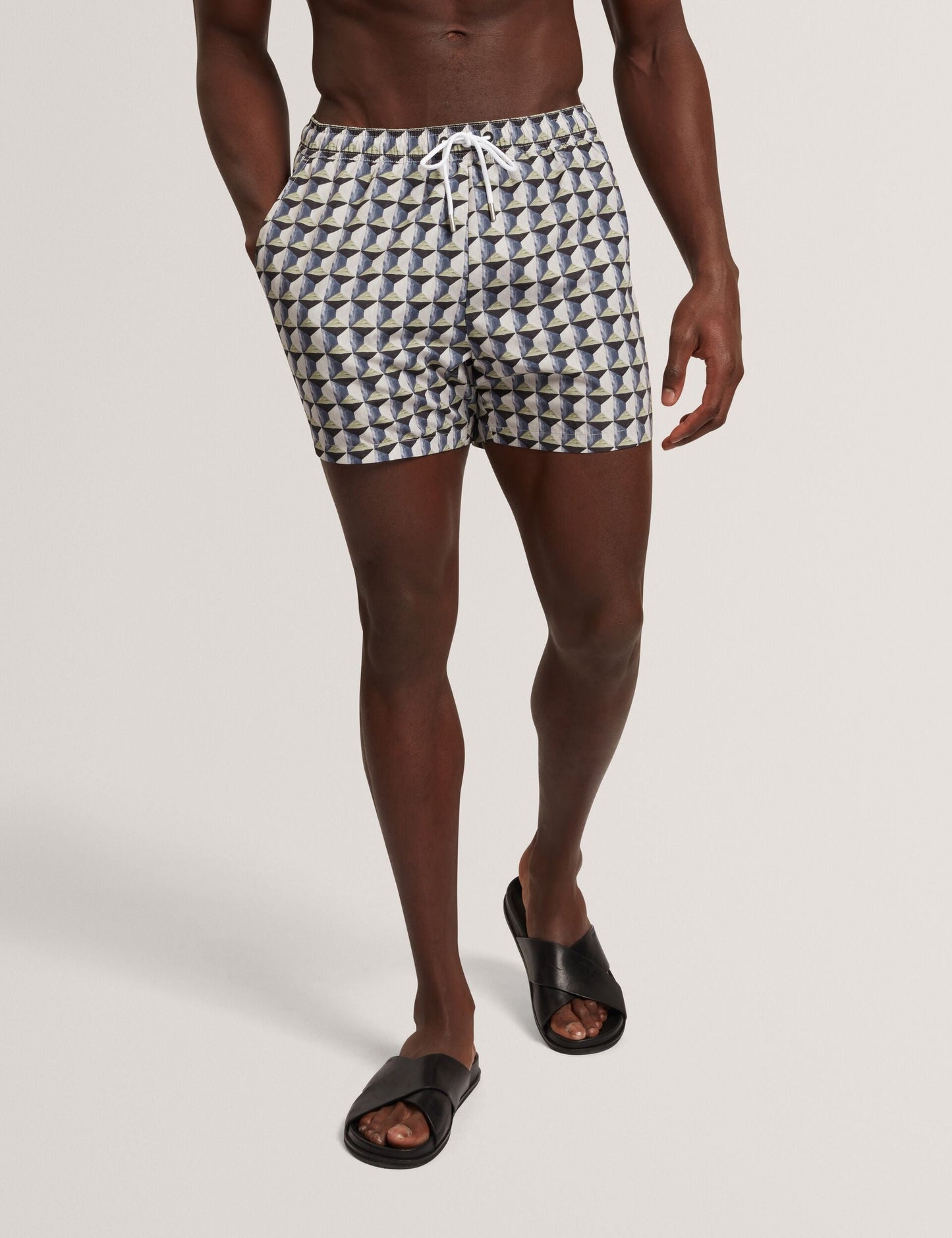 Ted Baker BELAIRE Retro Geo Drawstring Swim Shorts OLIVE