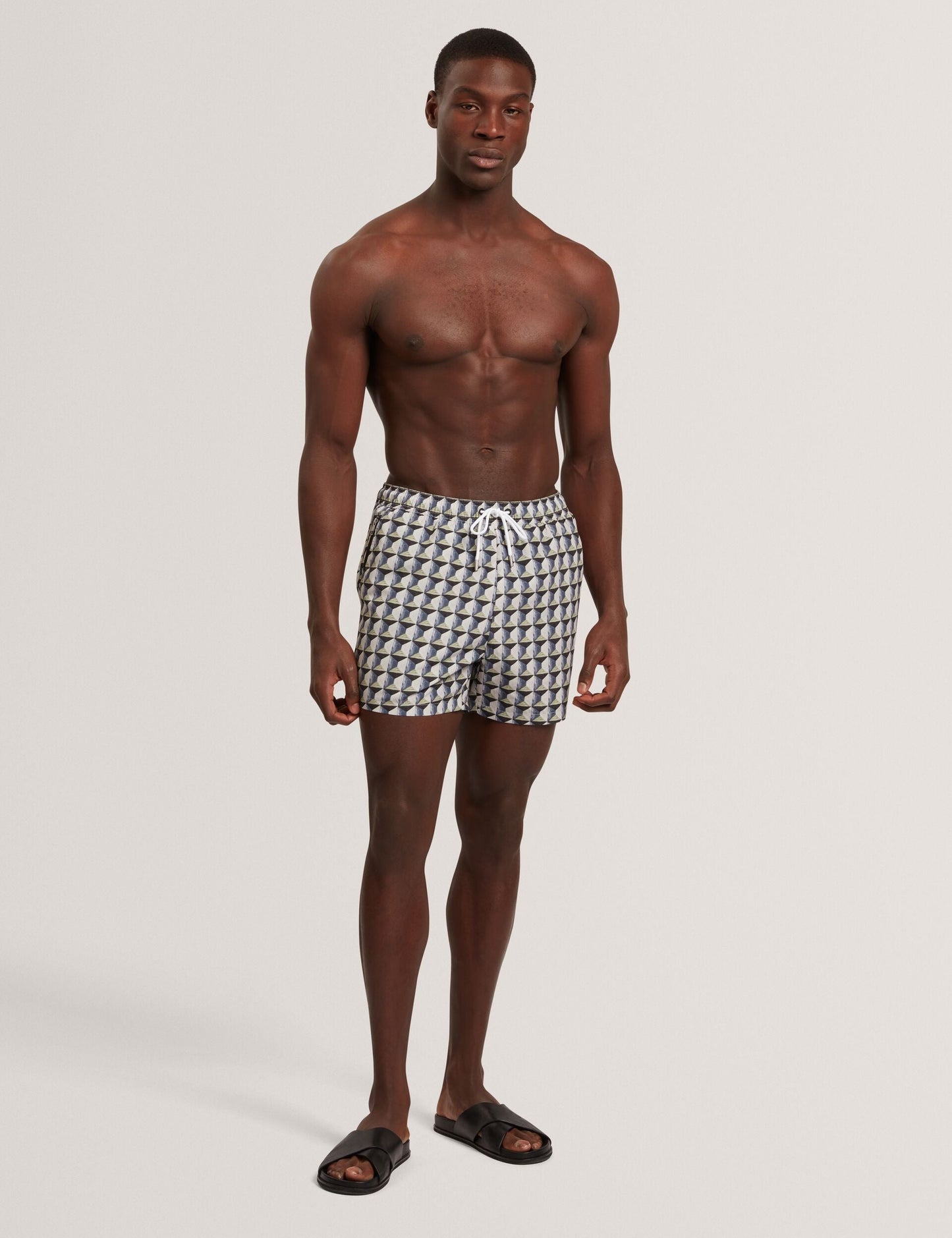 Ted Baker BELAIRE Retro Geo Drawstring Swim Shorts OLIVE