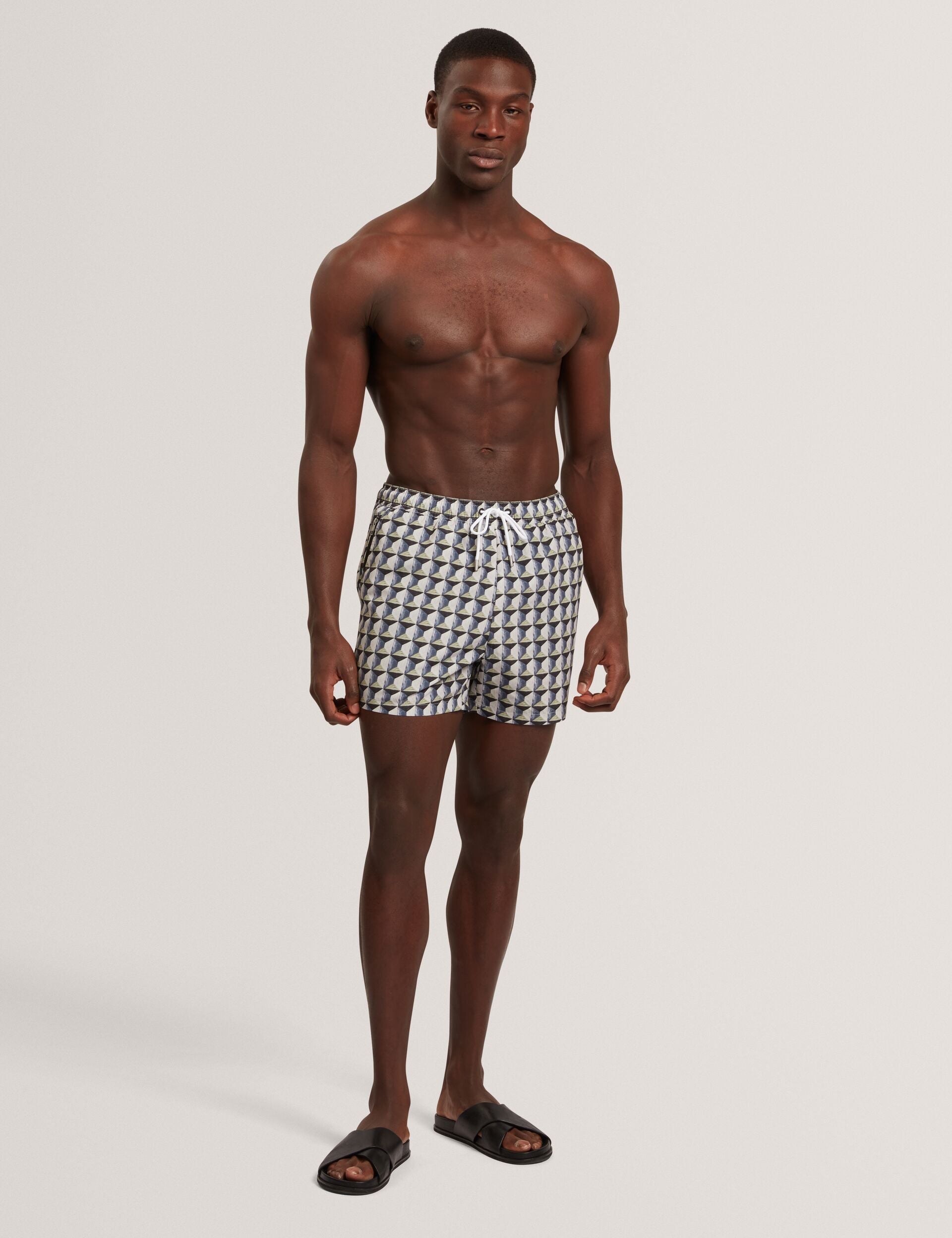 Ted Baker BELAIRE Retro Geo Drawstring Swim Shorts OLIVE