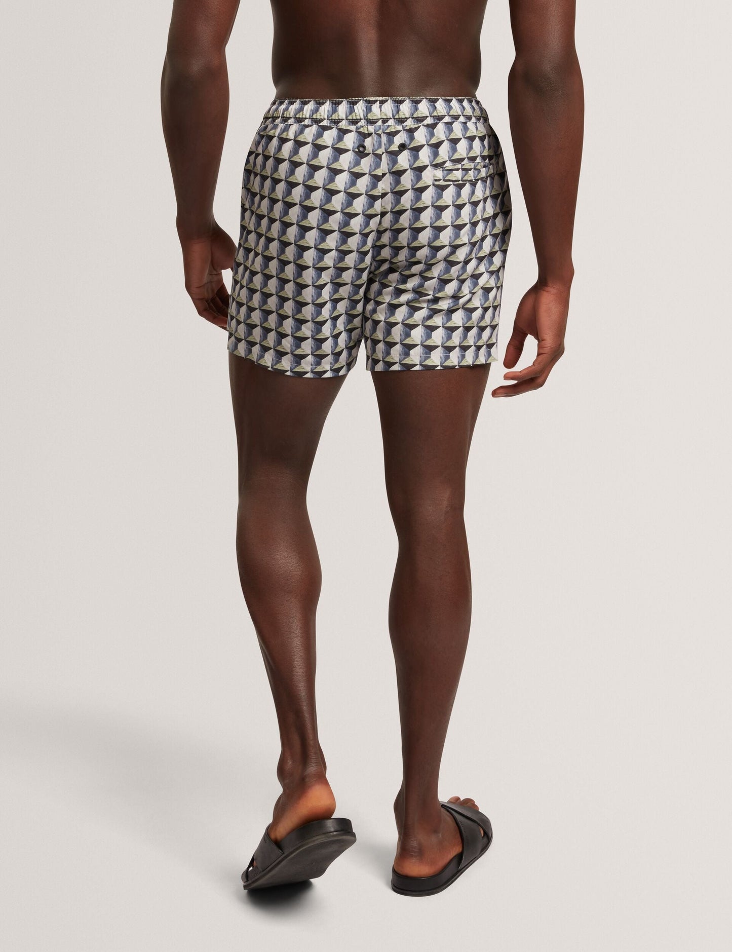 Ted Baker BELAIRE Retro Geo Drawstring Swim Shorts OLIVE