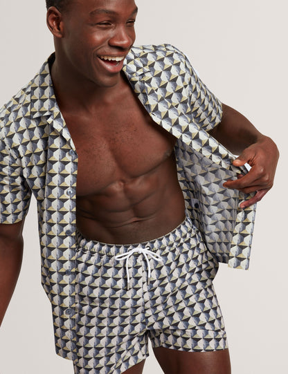 Ted Baker BELAIRE Retro Geo Drawstring Swim Shorts OLIVE