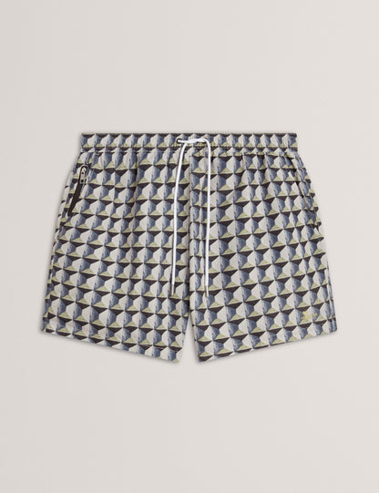Ted Baker BELAIRE Retro Geo Drawstring Swim Shorts OLIVE