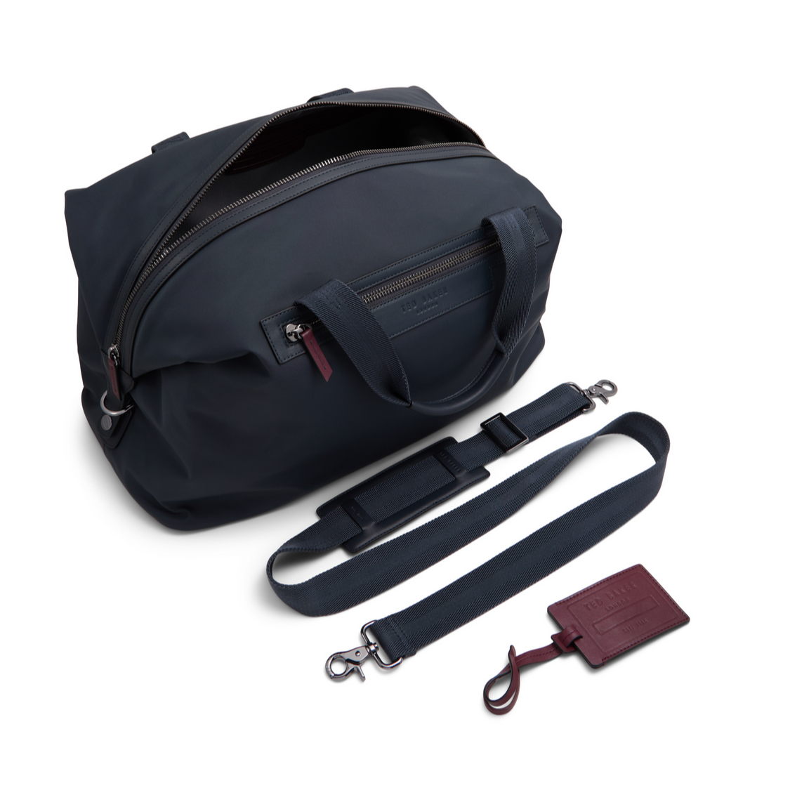 Ted Baker ENDER - Nylon Leather Trim Holdall Bag NAVY