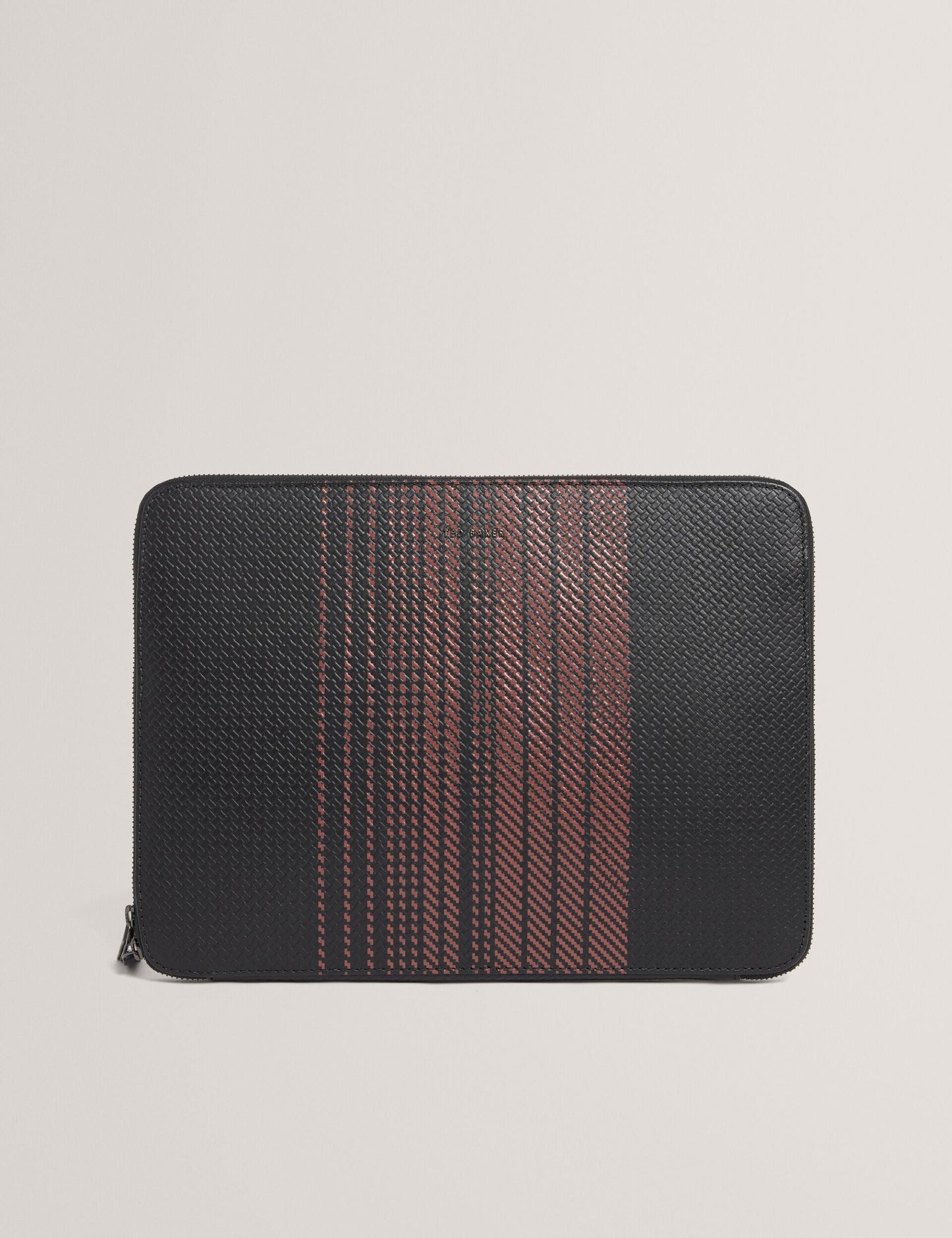 Ted Baker WARENN Striped Woven Leather 13-Inch Laptop Sleeve BLACK