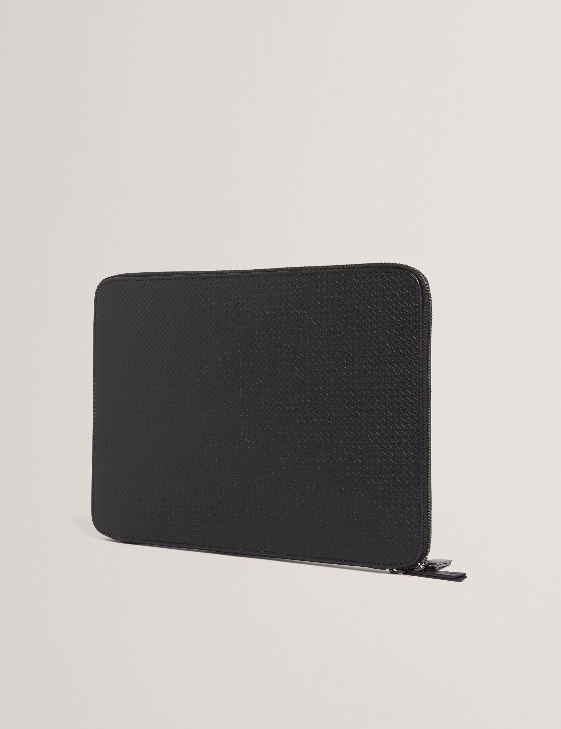 Ted Baker WARENN Striped Woven Leather 13-Inch Laptop Sleeve BLACK