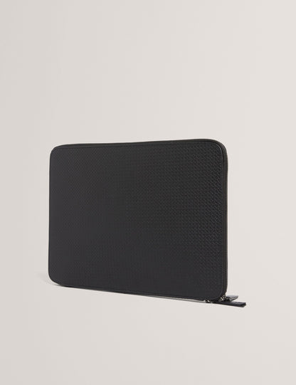 Ted Baker WARENN Striped Woven Leather 13-Inch Laptop Sleeve BLACK