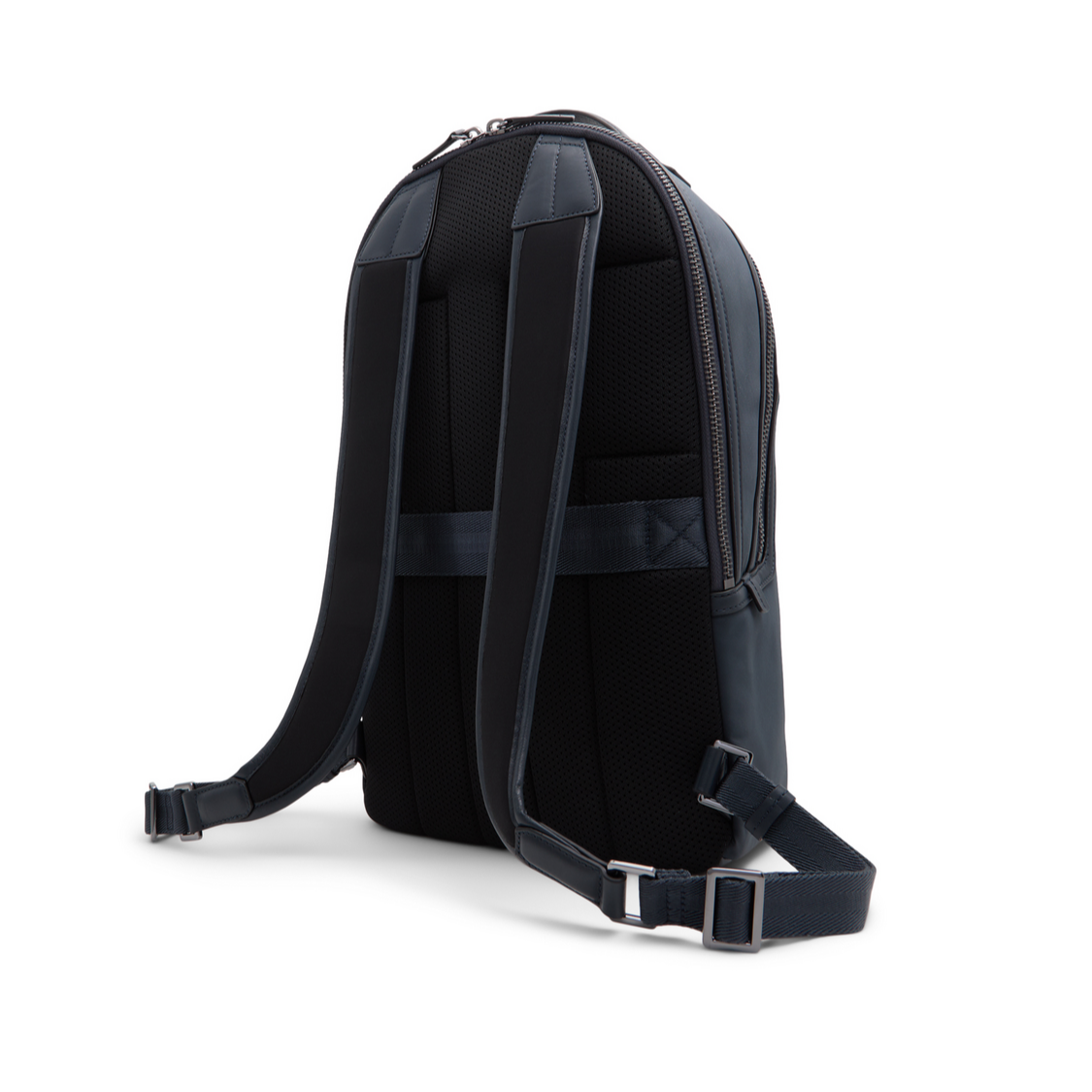 Ted Baker XADEN - Nylon Leather Trim Double Zip Backpack NAVY